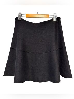 Black Ponte Skater Mini Skirt High Waisted Balletcore Coquette Flare Small
